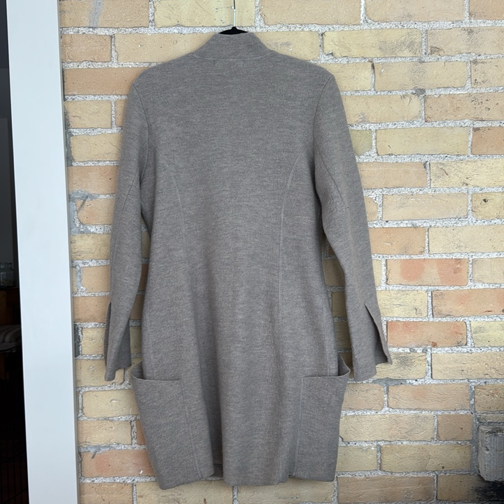Anthropologie Cacsh by Gro Abrahamsson Beige Long Boiled Wool Sweater Coat - Picture 5 of 5